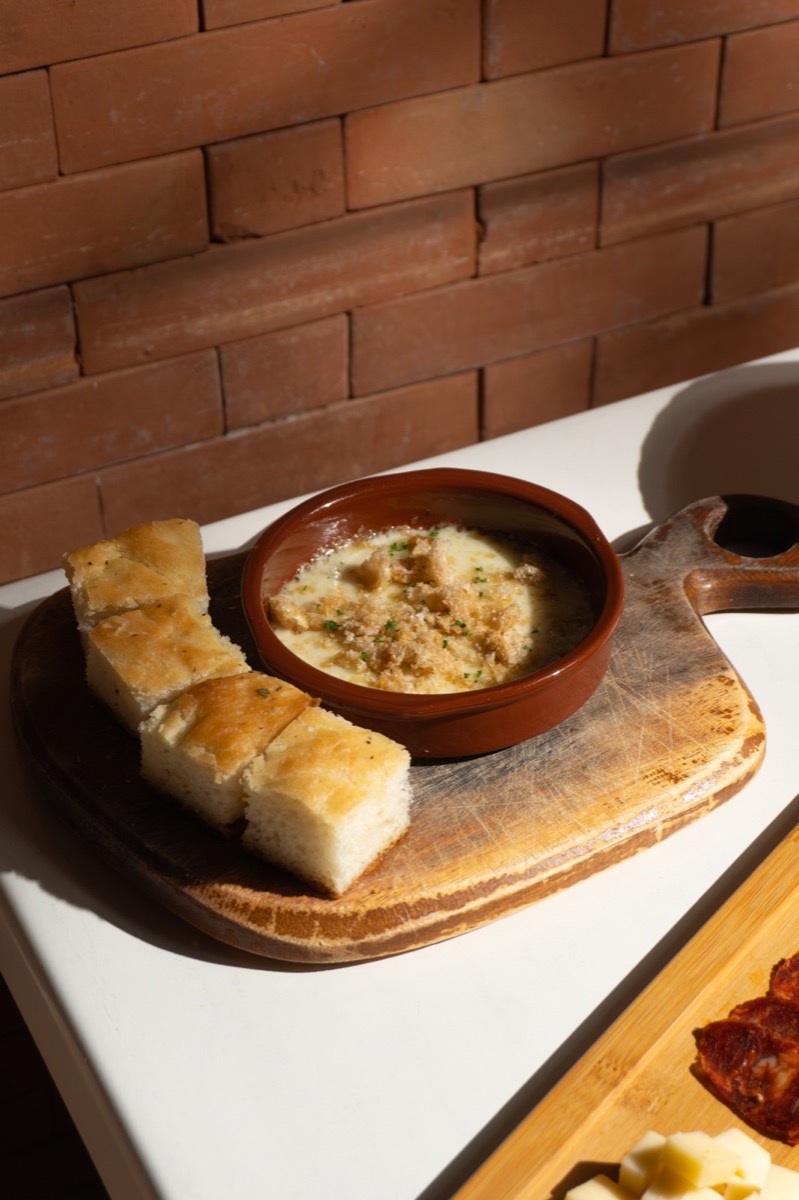 Baked Provolone Chicharon antipasto